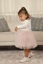 Girl's Peter Pan Collar Long Sleeve Lined Tulle Dress - 5