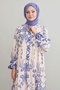 Mixed Ethnic Pattern Blue Viscose Dress - 3