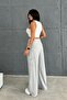 Light Gray Palazzo Cargo Pants - Pocketed - 3
