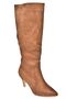 R372453002 Tan Suede Thin Heeled Women's Boots - 5