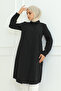 Women's black long sleeve lapel buttoned long hijab tunic - 8