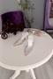 White Leather Pearl Transparent 9cm Square Heel Evening Dress Casual Wedding Dress Women's Shoes - 3