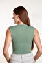 Women's Ribbed Lycra Zero Sleeve Crew Neck Knitted Athlete Tshirt Blouse - 7