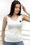 Crystal Stripe Stone Slim Fit Sleeveless T-shirt Thick Strap White Women's Singlet - 2