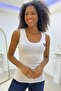 Premium Cotton Slim Fit Slim Fit Basic Thick Strap Women's Singlet White Sleeveless T-shirt - 5