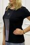 Crew Neck Crystal Stone Large Size Plus Size Cotton Stylish Comfortable Black Women's T-shirt - 4