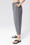 Women's Dark Gray Carrot Cut Ankle Length Linen Look Trousers - Cotton, Summer Monaha - 7