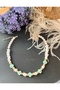 Mother of Pearl Shell Lava Stone Mint Green Basement Bead Evil Eye Necklace - 6