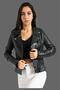 Genuine Leather Quilted Women's Coat (Black) - 2