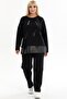 Stone Printed Skirt Leather Round Neck Long Sleeve Elastic Waist Pocket Comfortable Tracksuit Set - 3