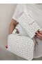 Women's White Shoulder Bag and Wallet Set - 2053