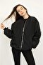 Black Unisex Oversize Leather College Jacket - Complex Sleeve Design - 2