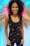 Slim Fit / Slim Fit Crystal Stone Lip Printed Cotton Sleeveless Women's Athlete