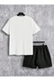 WhiTe Black Palm Design T-Shirt and Shorts - PrinTed Crew Neck SeT - 2
