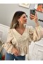 Design Beige Embroidery Embroidered Linen Blouse