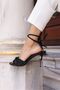 Luca Women's Black Satin Stone and Bow Detail Fastened Evening Dress Sandals - 5