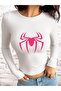 Dompuleri Fashion Long Sleeve Spider Printed White Blouse Body - 2