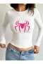 Dompuleri Fashion Long Sleeve Spider Printed White Blouse Body - 4