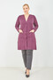 Women's Plum Large Size Summer Long Combed Cotton Cardigan with Pockets - 6