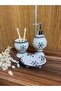 Red Ceramic Naomi Collection 3 Piece Snow Patterned Bathroom Set - 3