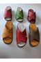 100% Genuine Leather Comfortable and Wide-Fit Orange Yellow Color Cross Wide Band Slippers - 4