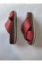 100% Genuine Leather Comfortable and Wide Fit Purple-Wine Color Cross Wide Band Slippers - 4