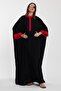 Women's High Neck Back Embroidery Detailed Plus Size Black Dress - 2