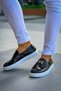 MAİNZ Patent Leather H Buckle Laceless Men's Loafers - Casual Classic Shoes, Black/White - KBC - 3