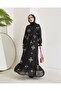 embroidered chiffon dress black