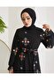 embroidered chiffon dress black - 4