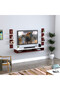 Modern Wall-Mounted TV Shelf with Storage Brown And White - 3