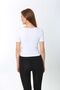 Women's White Short Sleeve Heart Collar T-Shirt Blouse Ribbed Camisole - 8