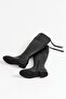 100% Genuine Leather Black Women's Bihter Boots - 6