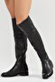 100% Genuine Leather Black Women's Bihter Boots - 3