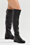 100% Genuine Leather Black Women's Bihter Boots - 5