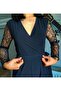 Sandy Fabric Sleeves Lace Waist Lace Up Evening Dress Jumpsuit - 8
