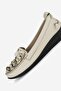 Women's Beige Genuine Natural Leather Daily Flat Shoes - 6