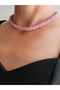 Ethnic Bohemian Spiral Rotating Model Crystal Pink Silver Stone Crystal Bead Necklace - 2