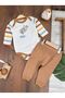 Elephant Figured Striped Bottom Snap Badi Baby Boy Set