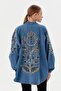 Embroidered denim kimono - 4