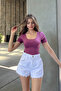 Dusty Rose Wide Neck Short Sleeve T-Shirt - 2