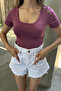 Dusty Rose Wide Neck Short Sleeve T-Shirt - 6