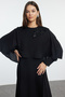 Black Stone Embroidered Cape Detail Evening Dress Tctss24Db00077 - 2
