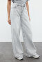 Gri Yüksek Bel Ekstra Geniş Paça Wide Leg Palazzo Geniş Paça %100 Pamuk Jeans TWOAW25JE00102 - 3