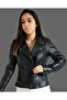 Genuine Leather Women's Jacket (Black) - 4