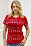 Plus Size Short Sleeve Crew Neck Note Pattern Crystal Stone Red Stylish Women's T-Shirt