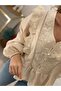 Design Beige Embroidery Embroidered Linen Blouse - 5