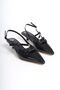 Black Color Patent Leather Open Back Belt Detailed Ankle Strap Women's Heeled Shoes 4 Cm - 8