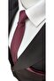 Black - Navy Blue - Claret Red Color 3-Piece Dobby Tie and Handkerchief Set - 2
