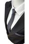 Anthracite - Smoke - Silver Gray Color 3-Piece Dobby Tie and Handkerchief Set - 2